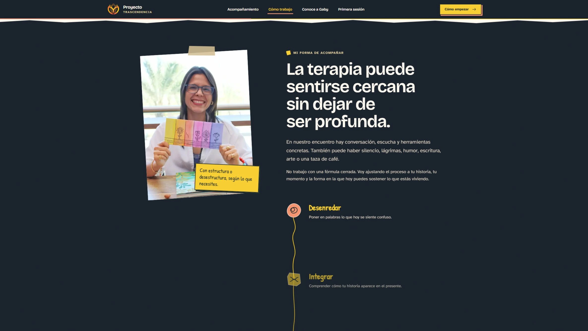 Sección sobre la forma de acompañar de Proyecto Trascendencia.